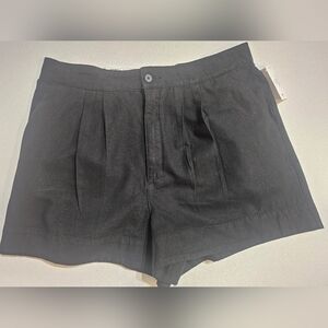 Joie Linen Shorts Womens Large Black Pleated Casual School Uniform Style Bottoms